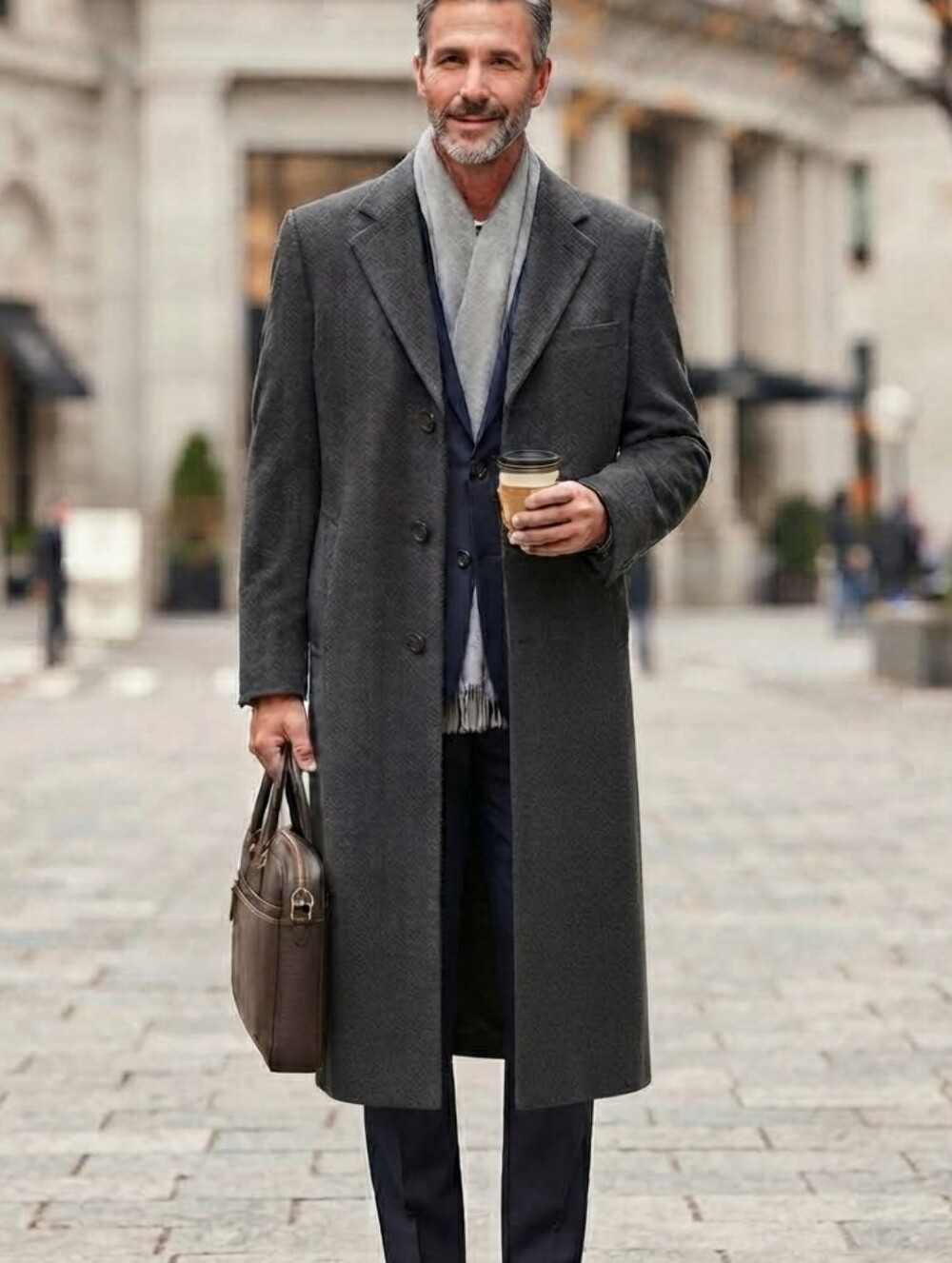 Vintage Saks Fifth Avenue 100% Cashmere Gray Overcoat Men's Estimated42 / L Long